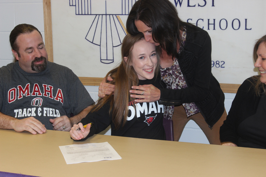 On April 12, Senior Scarlett Hill signs with University of Nebraska Omaha for track.