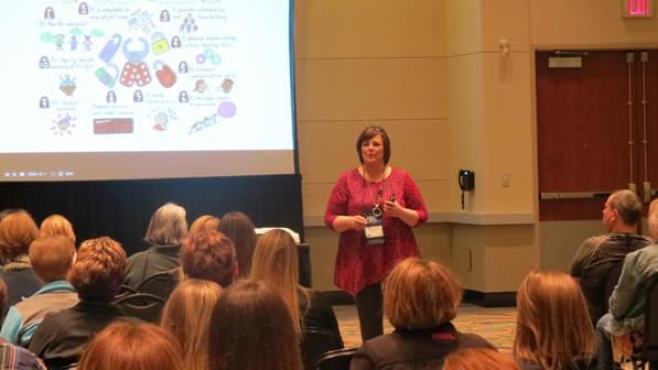 Fairview Elementary teacher Michelle Boyce presents her ideas about BreakoutEDU to a group of educators on April 21, 2016. Boyce was one of nine BPS teachers who presented at NETA.