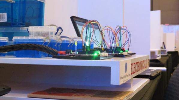 The MakeIt: Do lab shows teachers how to create circuitry. This station was part of NPPDs MakerSpace at NETA in April. 