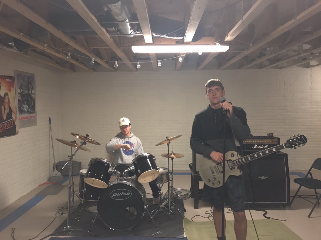 “The Kings Company” members Nick Townsend and Evan Kieser get together for band practice. The two practice three to four times a week for three hours.