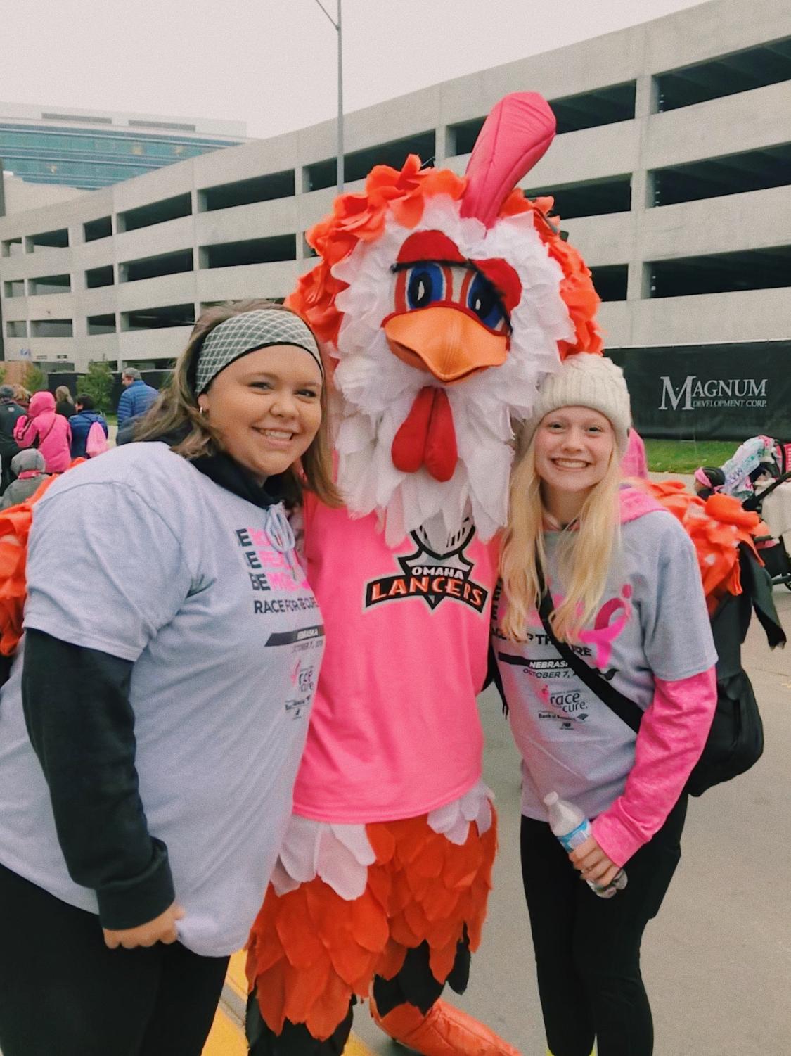 Juniors Abby Richards and Katie Brown participate in the Susan G. Komen Race for the Cure.