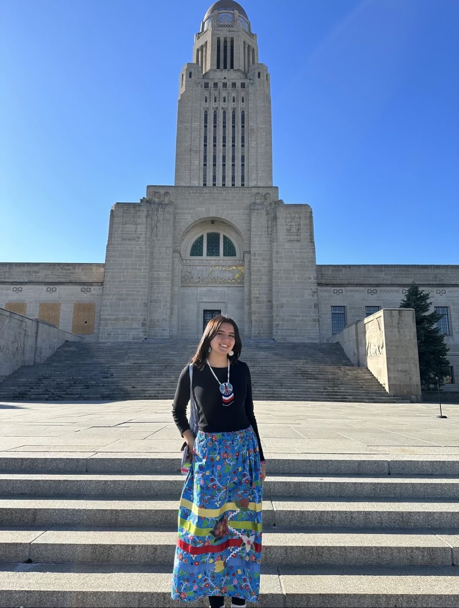 2022 alum Carlee Rigatuso stands in front of the capital building. Photo provided by Carlee Rigatuso.