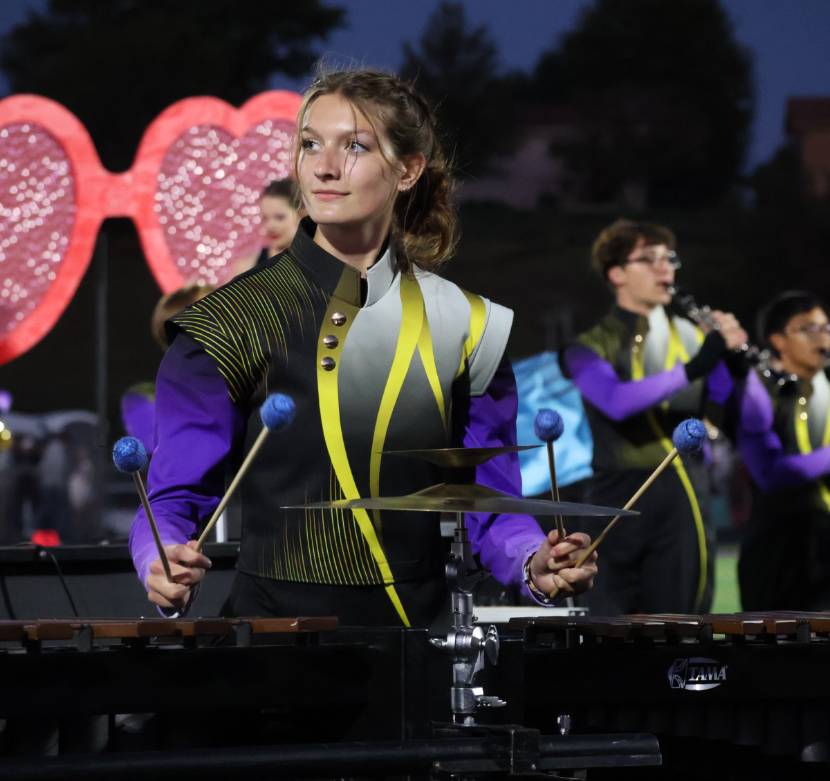 Senior Keira Brevik looks for time as she plays the marimba.