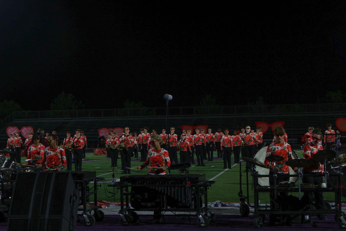 The Bellevue West marching band performs their routine at Bellevue East on Oct. 5.