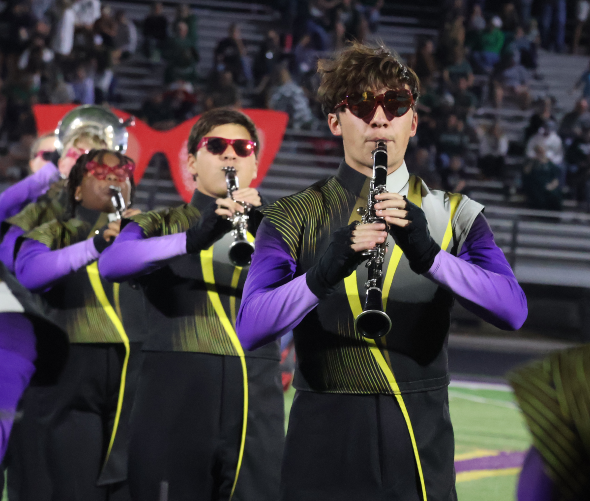 Junior Jaron Rains plays clarinet in line with the rest of the band.