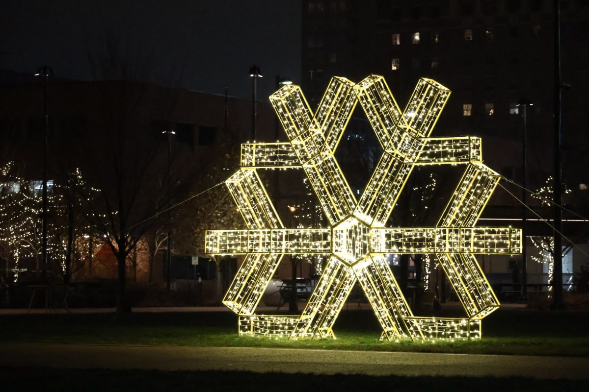 The Thunderbeat is enlightened by downtown Christmas lights