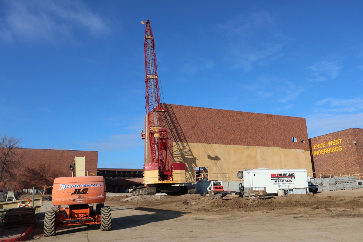 Walls are installed on the new auditorium.