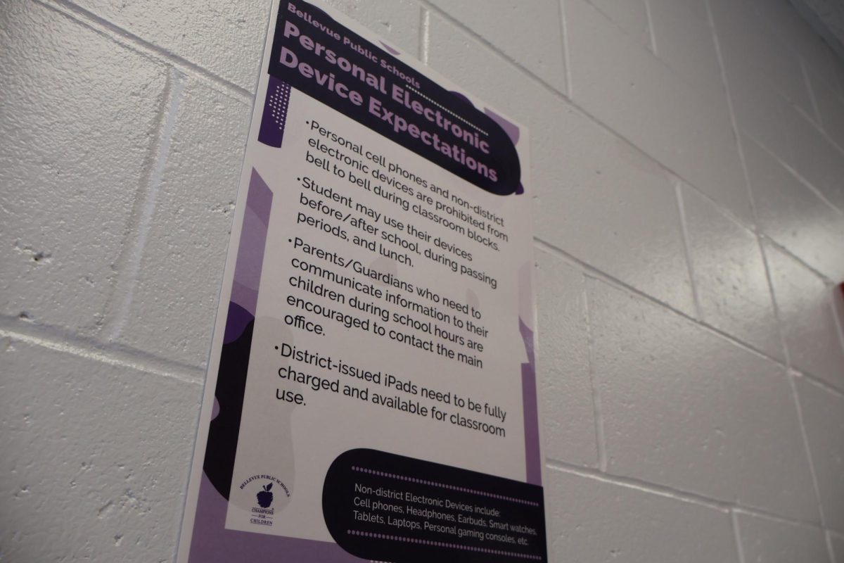 Posters with the new district phone policy are posted in classrooms and around the building.