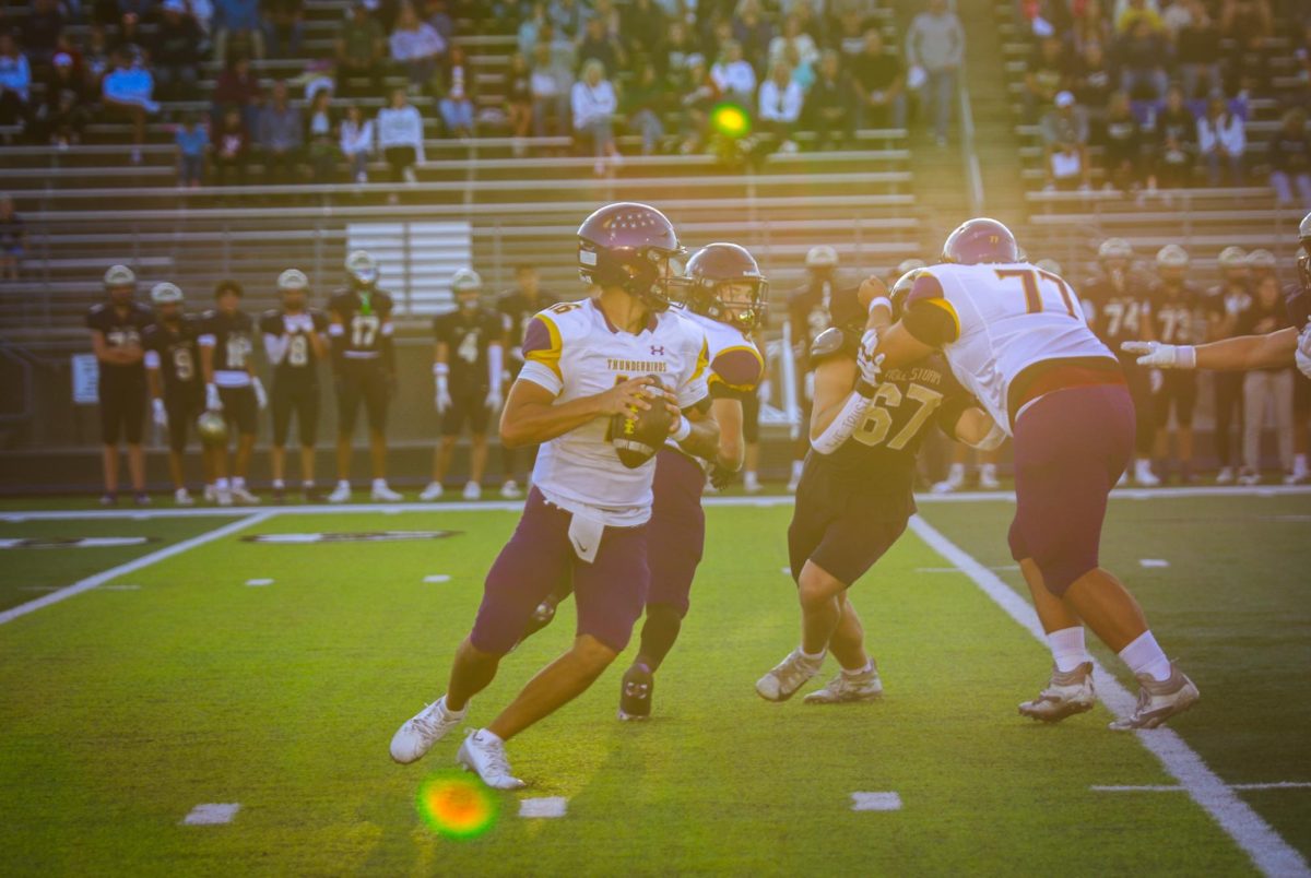 Senior quarterback Will Anderson prepares to throw the ball during the first quarter of the game.